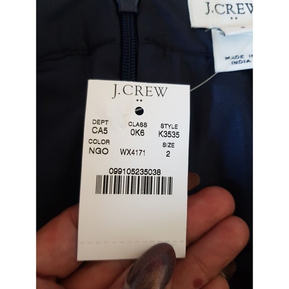 J. Crew Womens Skirt Sz 2 Gold thread Blue Lined Semi Sheer Knee-Length Coastal - Picture 7 of 12